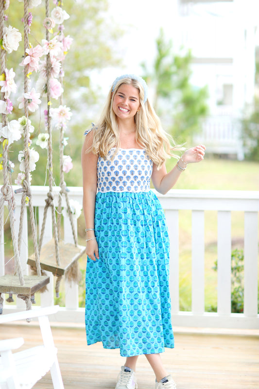 Summer small print dress, Ready to Ship